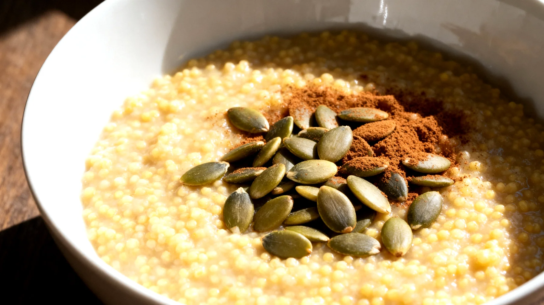 Porridge di miglio con semi di zucca e cannella"